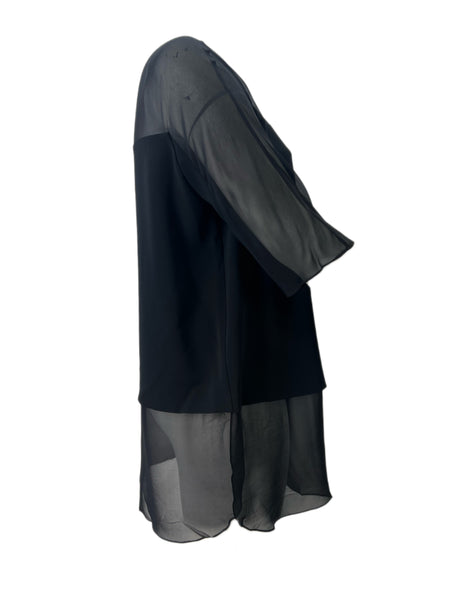 Marina Rinaldi Women's Black Fastigio Short Sleeve Sheer Tunic