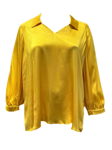 Marina Rinaldi Women's Yellow Fata Pullover Blouse NWT
