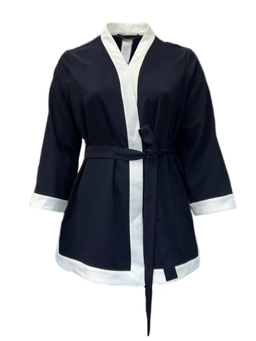 Marina Rinaldi Women's Navy Fatale Open Front Jacket Size 18W/27 NWT