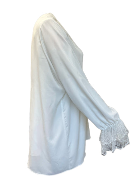 Marina Rinaldi Women's White Fatale Lace Front Blouse Size 24W/33 NWT