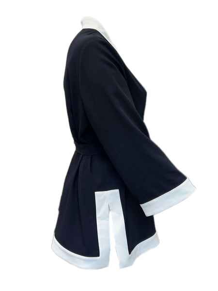 Marina Rinaldi Women's Navy Fatale Open Front Jacket Size 18W/27 NWT