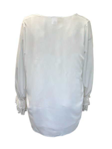 Marina Rinaldi Women's White Fatale Lace Front Blouse Size 24W/33 NWT