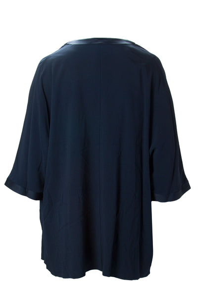 MARINA RINALDI Women's Dark Navy Fatato Open Front Jacket $770 NWT