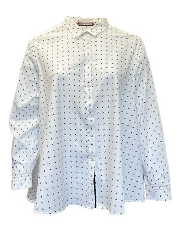 Marina Rinaldi Women's White Fatidico Button Down Cotton Shirt NWT