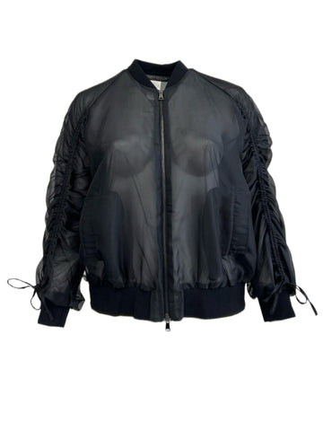 Marina Rinaldi Women's Black Fato Sheer Full Zipper Jacket NWT