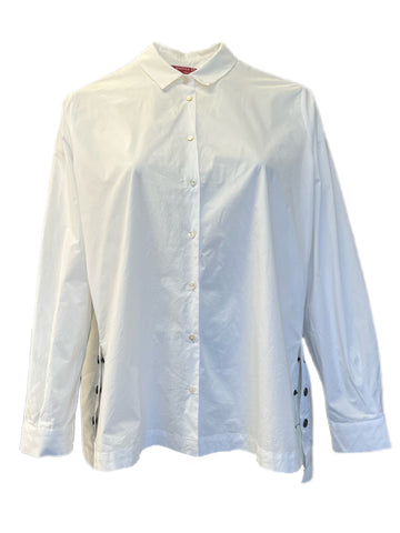 Marina Rinaldi Women's White Fauna Button Down Cotton Shirt