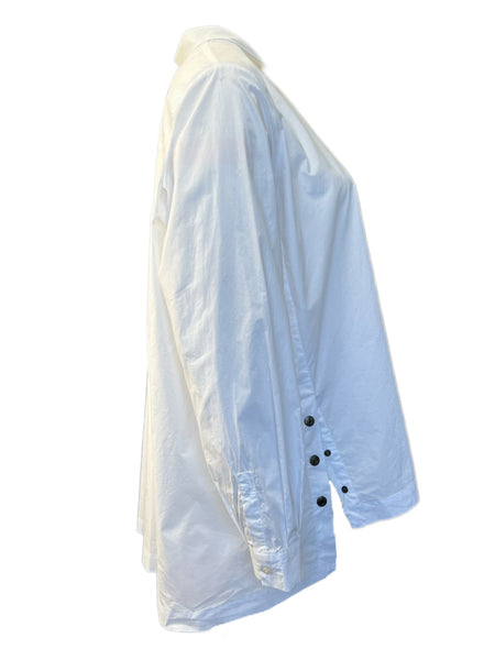 Marina Rinaldi Women's White Fauna Button Down Cotton Shirt