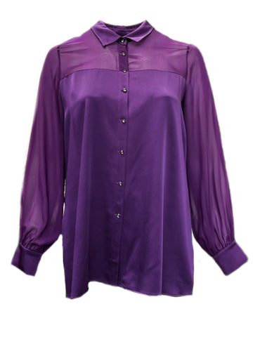 Marina Rinaldi Women's Purple Favilla Button Down Shirt NWT