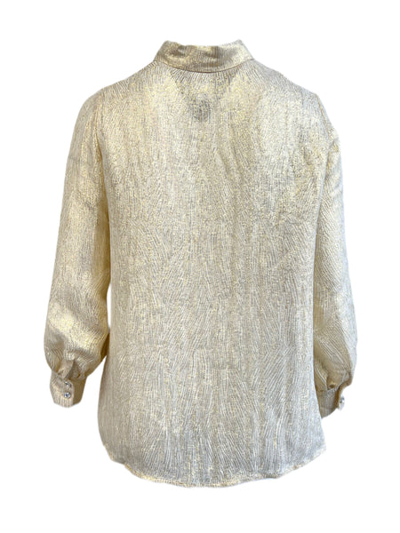 Marina Rinaldi Women's Gold Favilla Button Down Shiny Shirt NWT