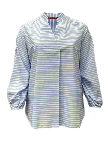 Marina Rinaldi Women's Blue Favilla Cotton Top NWT