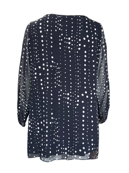 Marina Rinaldi Women's Navy Felicia Polka Dot Blouse Size 20W/29 NWT