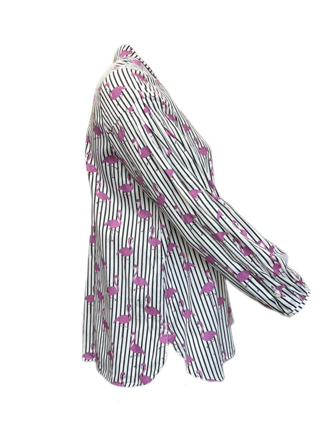 Marina Rinaldi Women's Nero Felicita Striped Cotton Shirt Size 16W/25 NWT