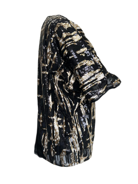 Marina Rinaldi Women's Black Felino Sequined Top NWT