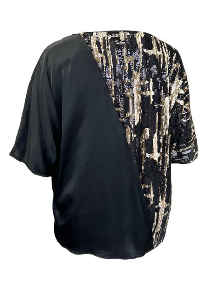 Marina Rinaldi Women's Black Felino Sequined Top NWT