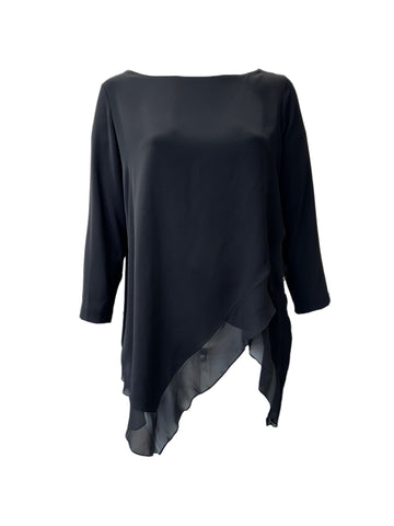 Marina Rinaldi Women's Black Fenice Zipper Closure Blouse NWT