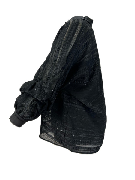 Marina Rinaldi Women's Black Fenomeno Puffed Sleeve Sheer Jacket