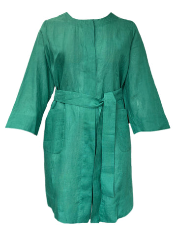 Marina Rinaldi Women's Green Fermezza Patch Pockets Flax Jacket NWT