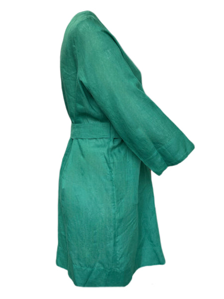 Marina Rinaldi Women's Green Fermezza Patch Pockets Flax Jacket NWT
