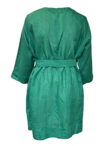 Marina Rinaldi Women's Green Fermezza Patch Pockets Flax Jacket NWT