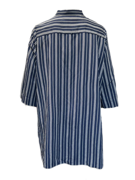 Marina Rinaldi Women's Blue Festante Striped Button Down Shirt Size 24W/33