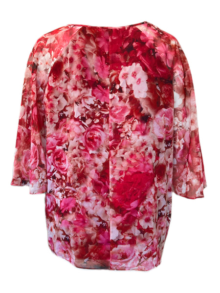 Marina Rinaldi Women's Pink Festival Floral Printed Blouse NWT