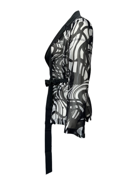 Marina Rinaldi Women's Black Fiamma Belted Blouse NWT