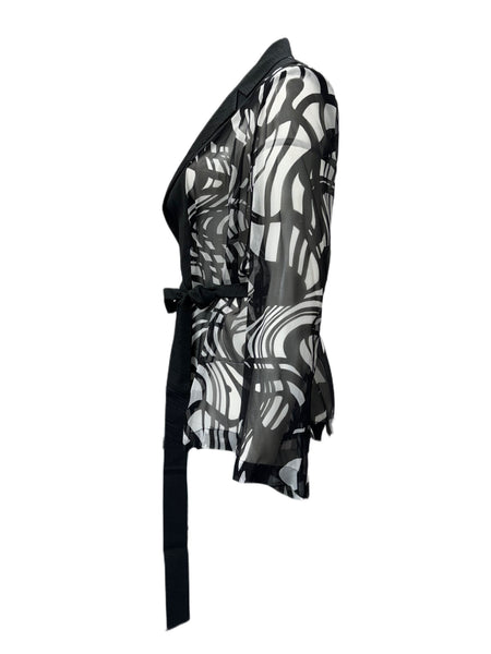 Marina Rinaldi Women's Black Fiamma Belted Blouse NWT
