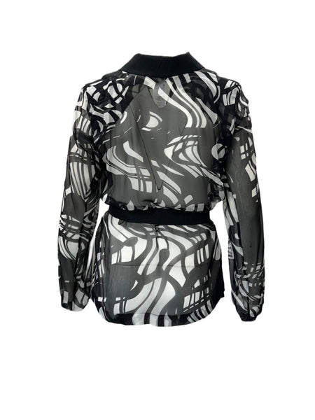 Marina Rinaldi Women's Black Fiamma Belted Blouse NWT