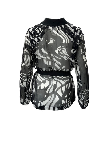 Marina Rinaldi Women's Black Fiamma Belted Blouse NWT