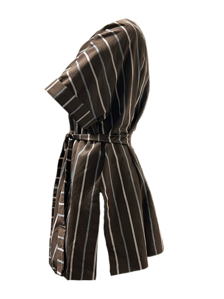 Marina Rinaldi Women's Brown Fidelma Striped Shirt NWT