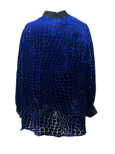 Marina Rinaldi Women's Blue Fiducia Velour Button Down Tunic