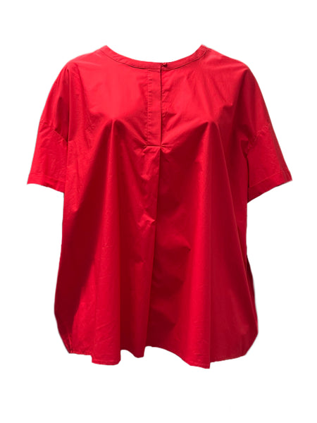 Marina Rinaldi Women's Red Figurato Cotton Top NWT