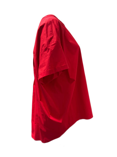 Marina Rinaldi Women's Red Figurato Cotton Top NWT