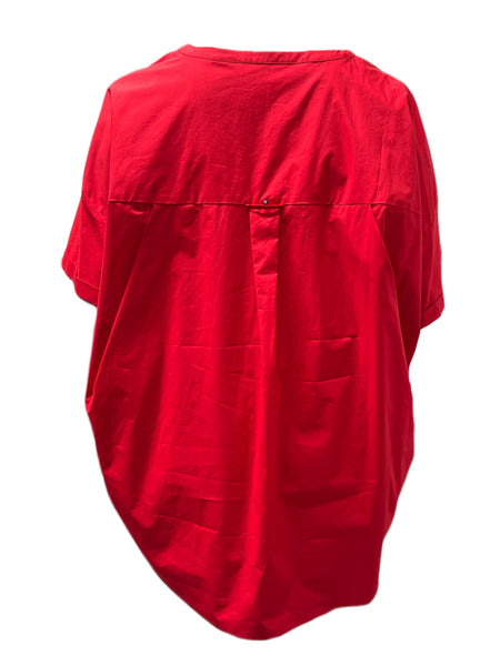 Marina Rinaldi Women's Red Figurato Cotton Top NWT