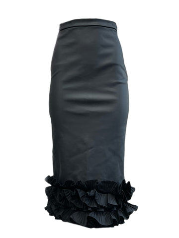 Max Mara Women's Ultramarine Filante Ruffel Hem Straight Skirt Size M NWT