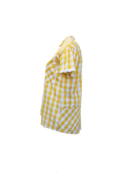 Marina Rinaldi Women's Yellow Filato Button Down T-Shirt NWT