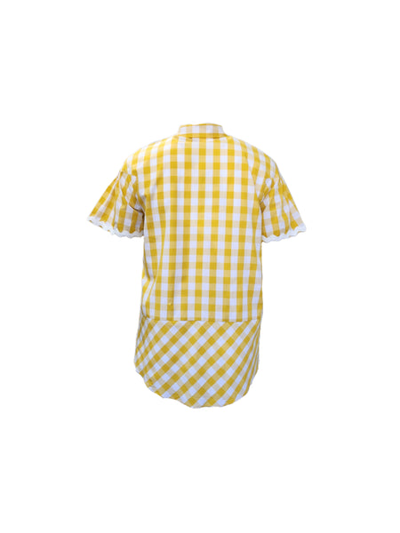 Marina Rinaldi Women's Yellow Filato Button Down T-Shirt NWT