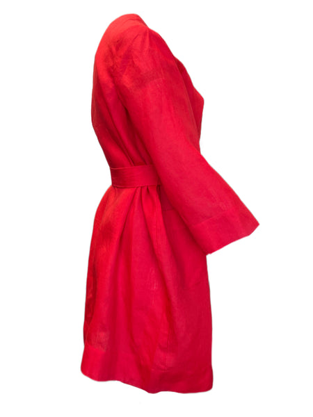 Marina Rinaldi Women's Red Filatura Len Shirt Dress NWT