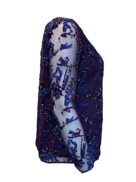 Marina Rinaldi Women's Purple Film Pullover Blouse NWT