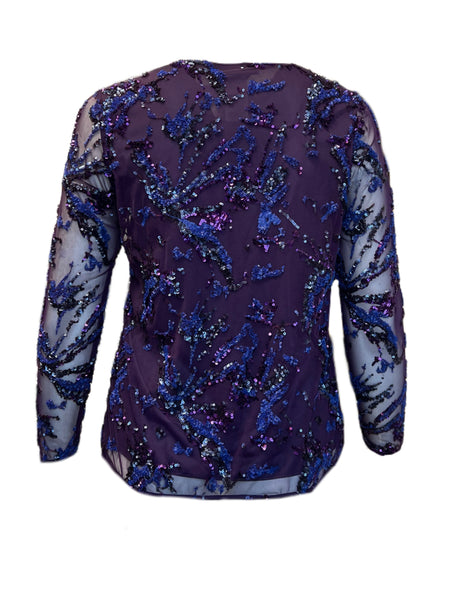 Marina Rinaldi Women's Purple Film Pullover Blouse NWT