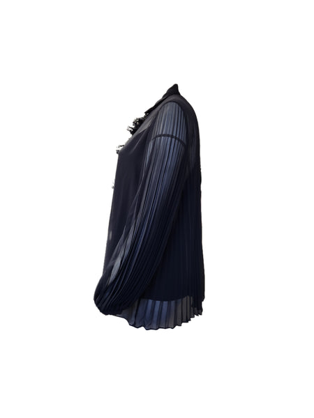 Marina Rinaldi Women's Black Filmato Button Down Blouse NWT