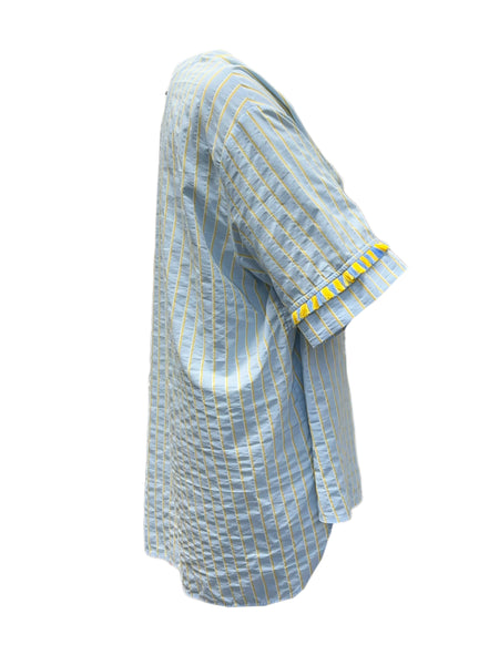 Marina Rinaldi Women's Blue Filologo Striped Top NWT