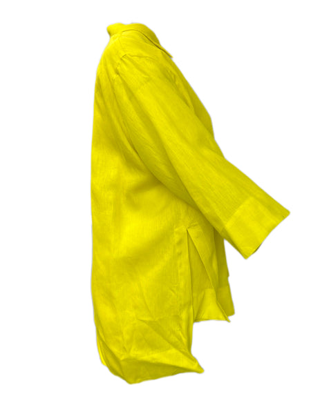 Marina Rinaldi Women's Yellow Filomena Button Down Flax Shirt NWT