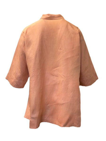 Marina Rinaldi Women's Orange Filomena Button Down Flax Shirt