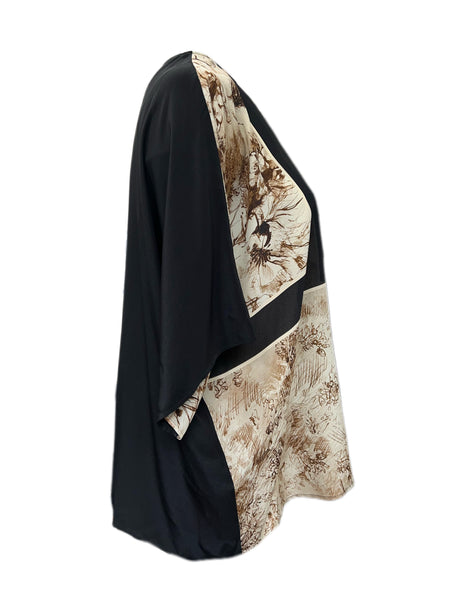 Marina Rinaldi Women's Nero Finire Printed Silk Blouse NWT