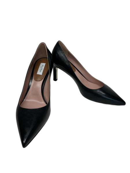 Max Mara Women's Black Finish Leather Pumps Size 5 NWT