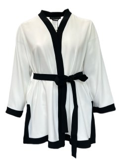 Marina Rinaldi Women's White Fiocco Open Front Jacket Size 22W/31 NWT