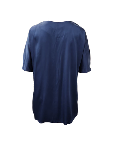 Marina Rinaldi Women's Blue Fiocco Pullover Blouse NWT