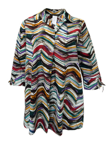 Marina Rinaldi Women's Multicolored Fiordo Long Sleeve Cotton Top