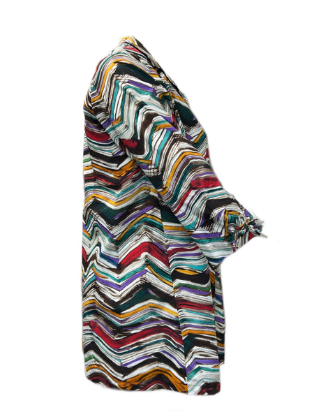 Marina Rinaldi Women's Multicolored Fiordo Long Sleeve Cotton Top